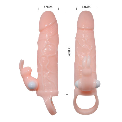 Насадка на член LyBaile Brave men Vibro Penis Sleeve with Bunny Телесная