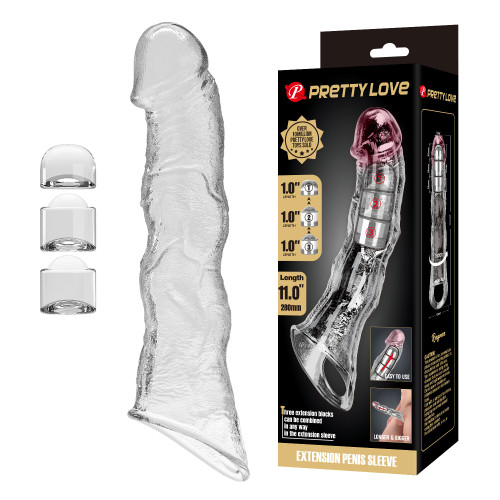 Удлинительная насадка на член Pretty Love Extension Penis Sleeve 28 см Clear