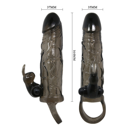 Насадка на член LyBaile Brave men Vibro Penis Sleeve with Bunny Черная