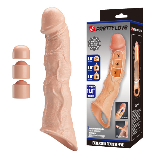Подовжуюча насадка на член Pretty Love Extension Penis Sleeve 28 см Flesh