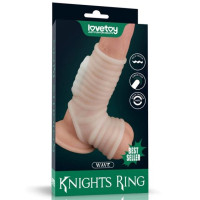 Насадка на член LoveToy Vibrating Wave Knights Ring With Scrotum Sleeve White