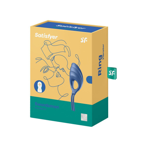 Эрекционное виброкольцо-лассо Satisfyer Swordsman Blue, крепкая фиксация, 10 режимов, мощный мотор