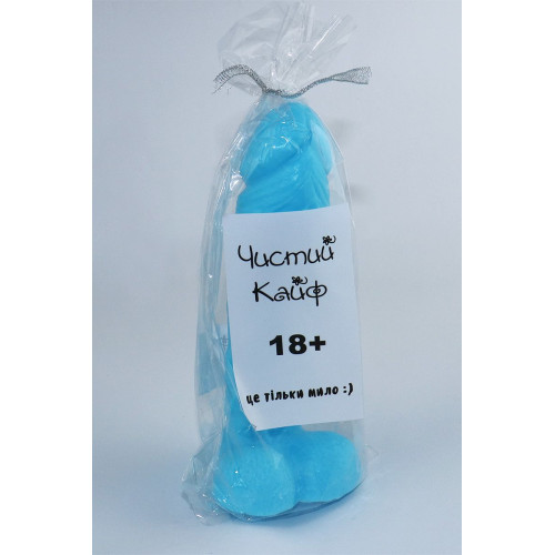 Крафтове мило-член із присоскою Чистий Кайф Блакитне L