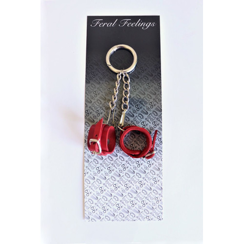 Брелок Наручники с пряжкой Feral Feelings Красный