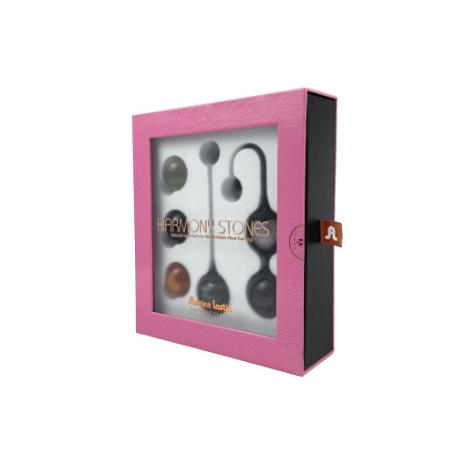 Вагинальные шарики Adrien Lastic Harmony Stones, полудрагоценные камни, диаметр 3 см, 2 держателя