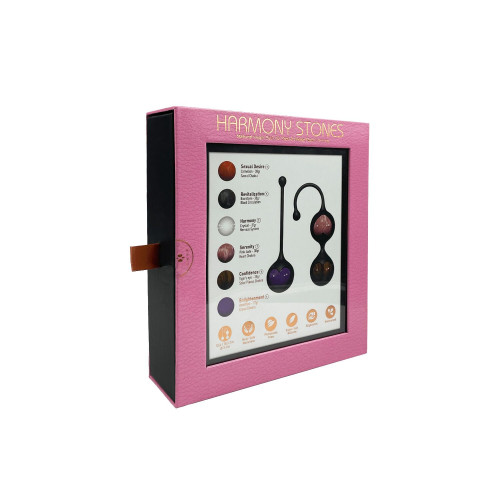 Вагинальные шарики Adrien Lastic Harmony Stones, полудрагоценные камни, диаметр 3 см, 2 держателя