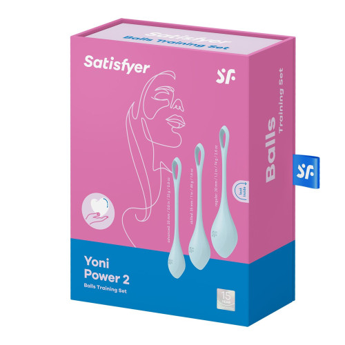 Набор йони бусин Satisfyer Yoni Power 2, диаметр 2-2,5-3 см, вес 22-44-73 гр Голубой