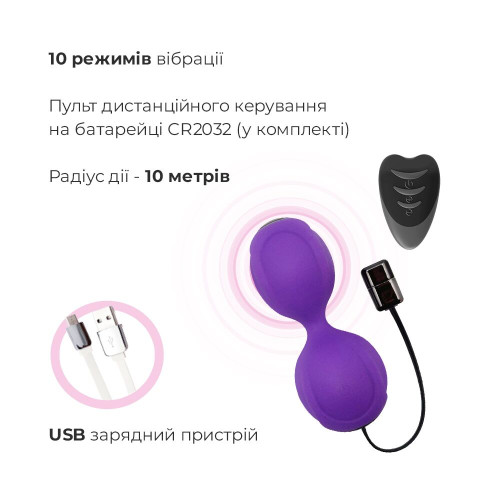 Вагінальні кульки з вібрацією Adrien Lastic Kegel Vibe Фіолетовий