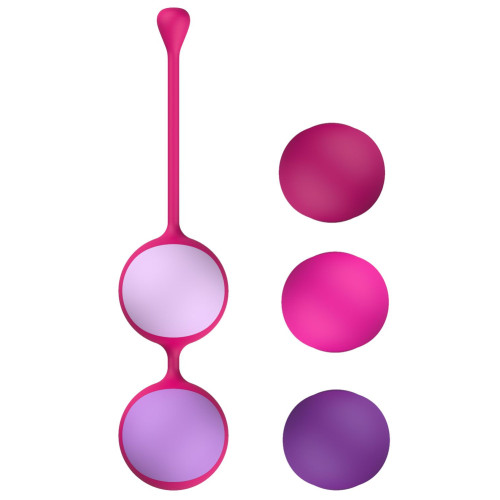 Вагинальные шарики Liebe Kewos — Cerise/Candy Violet, 5 шариков в комплекте, 15, 25, 35, 45 и 55 г