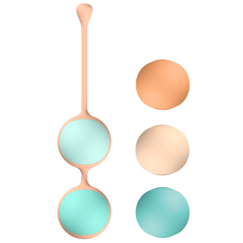 Вагинальные шарики Liebe Kewos - Peach/Mint, 5 шариков в комплекте, 15, 25, 35, 45 и 55 г