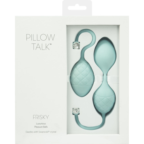 Розкішні вагінальні кульки PILLOW TALK Frisky із кристалом Сваровські Бірюзові