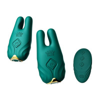 Смарт-вибратор для груди Zalo - Nave Turquoise Green, пульт ДУ, работа через приложение
