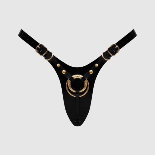 Трусики для страпона Strap-On-Me Leatherette Harness Fabulous - One Size - Black Glossy