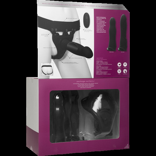 Набор для страпона с вибрацией Doc Johnson Body Extensions - BE Naughty - Black