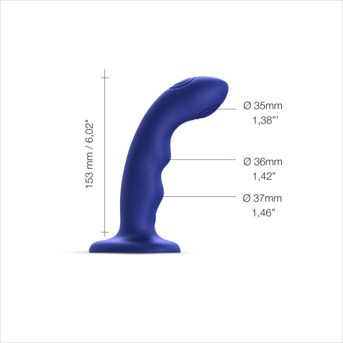 Насадка для страпона с двойной точечной пульсацией Strap-On-Me TAPPING DILDO WAVE – NIGHT BLUE, М