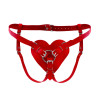 Трусики Сердце для страпона из натуральной кожи Feral Feelings - Hearts Strap-on Belt Red