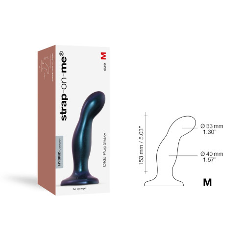 Дилдо Strap-On-Me DILDO PLUG SNAKY METALLIC BLUE, размер M