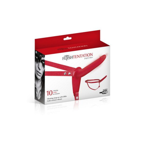 Страпон с вибрацией Fetish Tentation Vibrating Strap-On with Dildo Красный