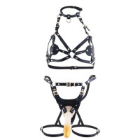 Сбруя со страпоном LOCKINK SEVANDA Queen Sheba Set with Golden Dildo