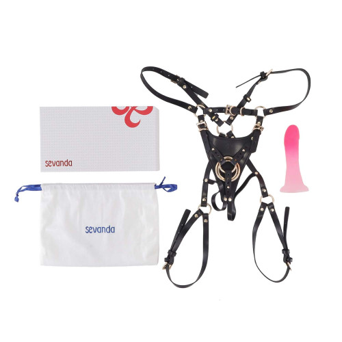 Страпон LOCKINK SEVANDA Queen Sheba Strapon Pink Dildo, регульовані кріплення, силіконовий дилдо