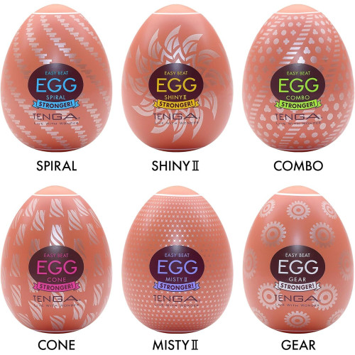 Набор мастурбаторов-яиц Tenga Egg Hard Boilded II Pack (6 яиц), плотный TPE, выпуклая текстура