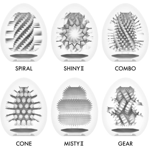 Набор мастурбаторов-яиц Tenga Egg Hard Boilded II Pack (6 яиц), плотный TPE, выпуклая текстура