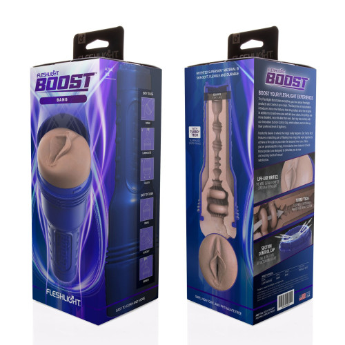 Мастурбатор-вагіна Fleshlight Boost Bang Light Medium Flesh, плаваючі кільця Turbo Tech