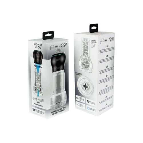 Мастурбатор Kiiroo Feel Pocket Crystal с всасывающей интерактивной насадкой PowerBlow Combo Set