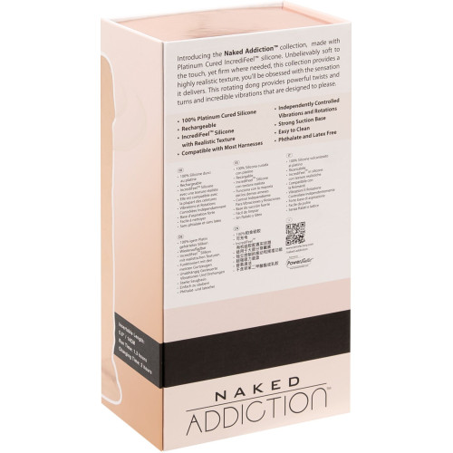 Фалоімітатор з вібрацією та ротацією Naked ADDICTION James 8 Rotating & Vibrating Dong, пульт ДК