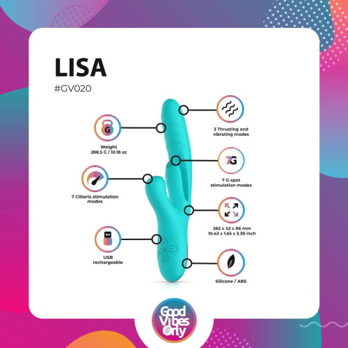 Вібратор-кролик Good Vibes Only - Lisa Thrusting Rabbit Vibrator with G-Spot Stimulator