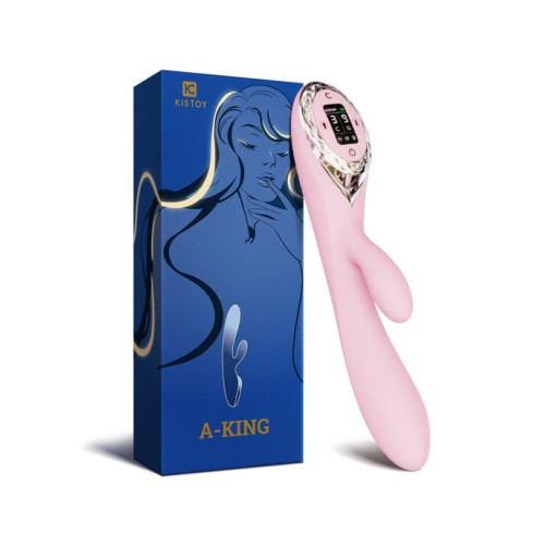 Вібратор-кролик з головкою Kistoy A-King, що надувається, LED-екран