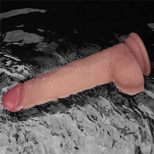 Реалістичний вібратор LoveToy Vibrating Sliding Skin Pro II Dual Layer Silicone Dong 8.5 Flesh