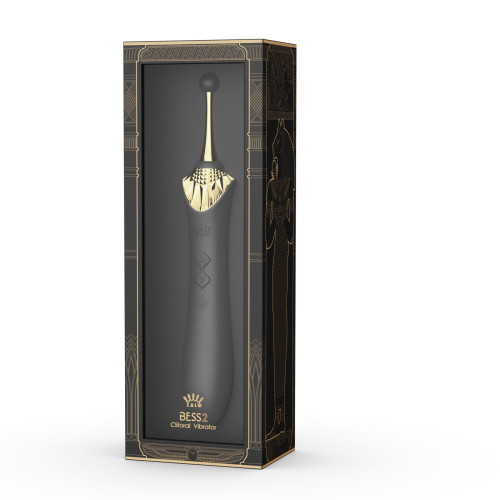 Мультифункциональный вибратор Zalo — Bess 2 Obsidian Black, 4 насадки, подогрев.