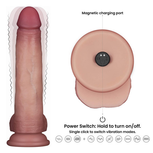 Реалістичний вібратор LoveToy Vibrating Sliding Skin Pro II Dual Layer Silicone Dong 8.5 Flesh