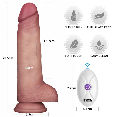 Реалістичний вібратор LoveToy Vibrating Sliding Skin Pro II Dual Layer Silicone Dong 8.5 Flesh
