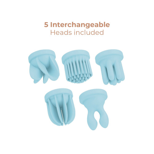 Вибратор Adrien Lastic Caress Blue с насадками для стимуляции вращающихся эрогенных зон.