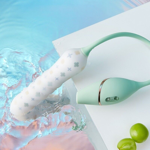 Пульсатор с вакуумным стимулятором KISTOY Cathy Pro на гибкой сцепке, подключение к смартфону