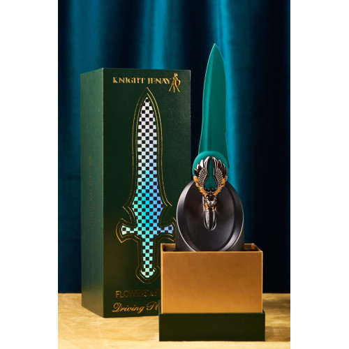 Изысканный вибратор Knight Jenay FLOWERS & SWORD, маска, лента и лубрикант в комплекте