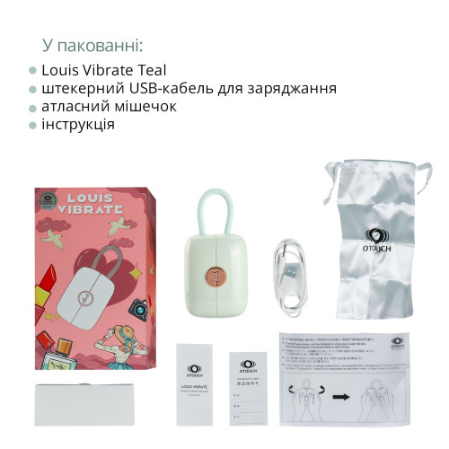 Вакуумный клиторальный стимулятор Otouch Louis Vibrate Teal с виброяйцем в кейсе