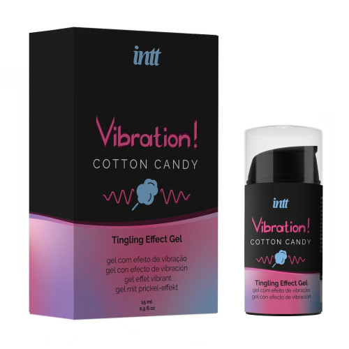 Жидкий вибратор Intt Vibration Cotton Candy (15 мл), густой гель, вкусный, действует до 30 минут