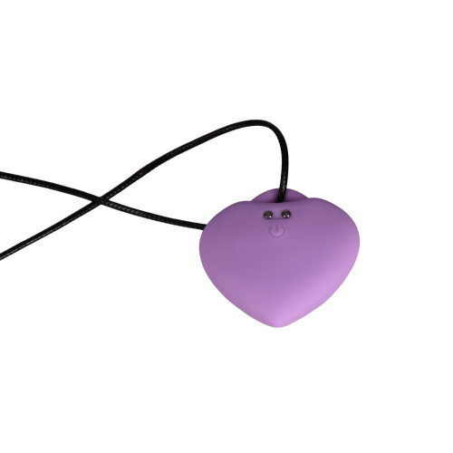 Минивибратор «Сердечко» FairyGasm PleasureStone violet, 9 режимов, на шнурке