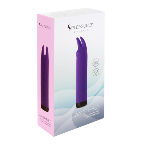 Вибратор S Pleasures Bullets Amethyst, фиолетовый, с двумя отростками, 10 режимов, диаметр 3,1 см
