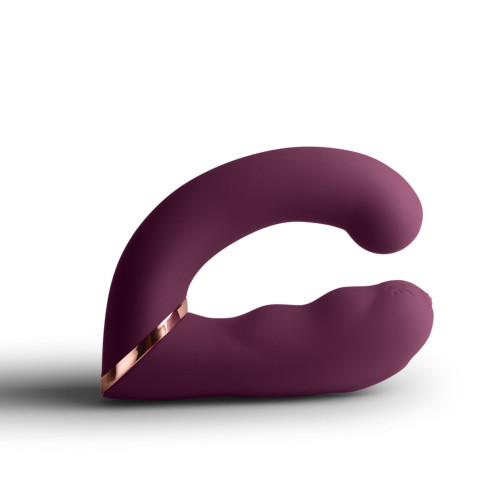 Двойной вибратор Rocks Off Gemini Burgundy, 2 мотора, по 10 режимов, сменное положение ручки