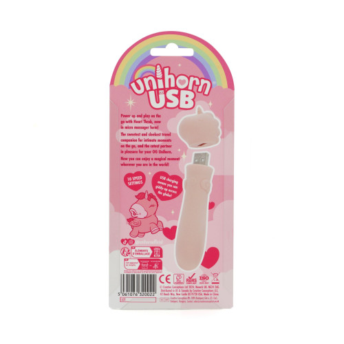 Вібратор-єдиноріжка Unihorn USB Bullet - Heart Throb, віброкуля, USB-зарядка