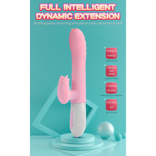 Вибратор B - Series Fox Silicone Vibrator USB 7 Function and Thrusting Function / Heating Pink