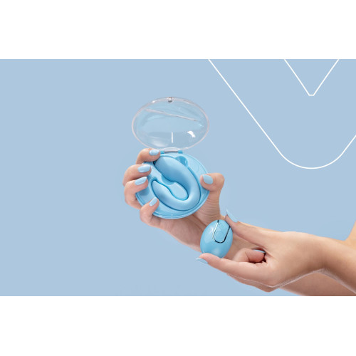 Вибратор для пар FairyGasm PleasureBerry blue, зарядный кейс, пульт ДУ