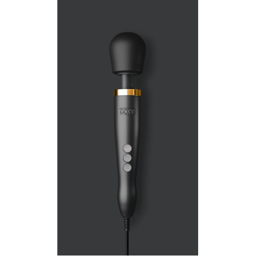Премиальный вибромассажер DOXY Die Cast матово-черный, с покрытием из 24-каратного золота