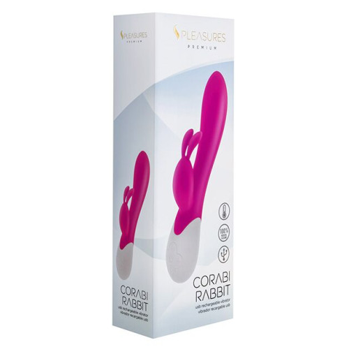 Вибратор-кролик S Pleasures Premium Corabi Rabbit, розовый, ушки для клитора, 16 режимов, нагрев