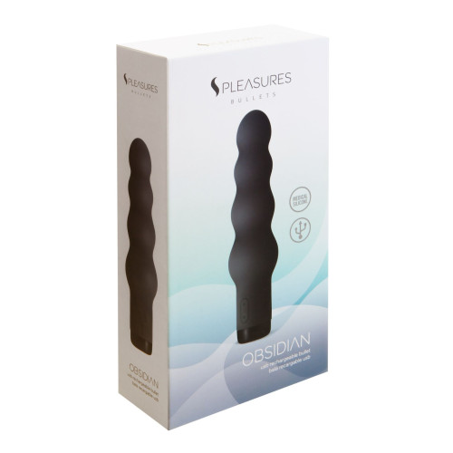 Вибратор S Pleasures Bullets Obsidian, черный, в виде ряда шариков, 10 режимов, диаметр 4,2 см