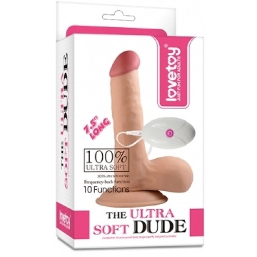 Вібратор LoveToy The Ultra Soft Dude Vibrating Тілесний 17.5 см